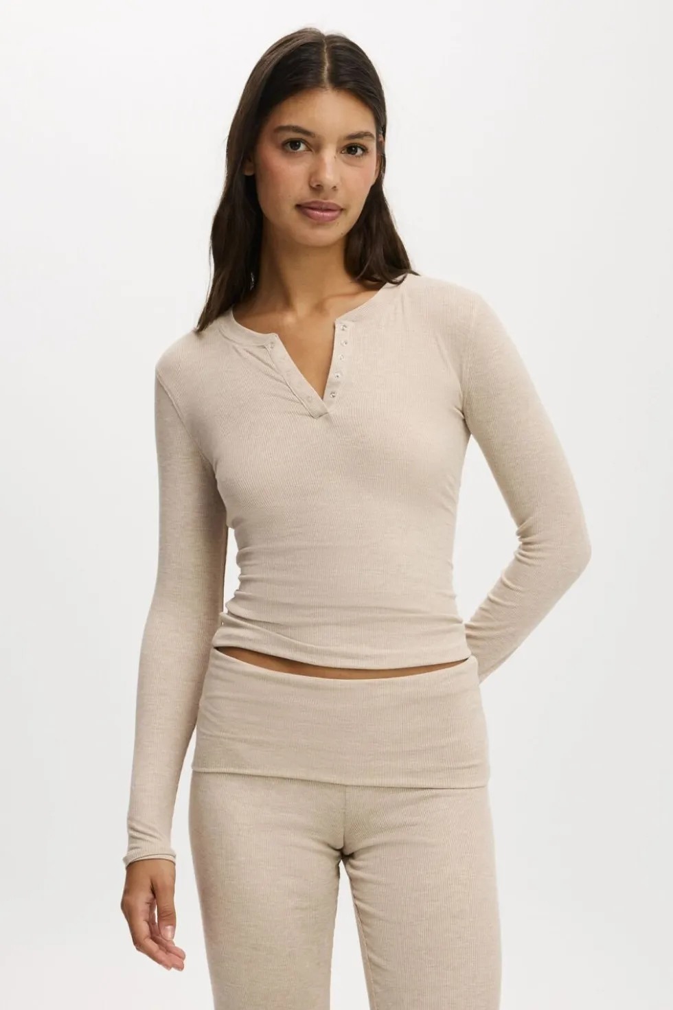 Airy Soft Henley Long Sleeve