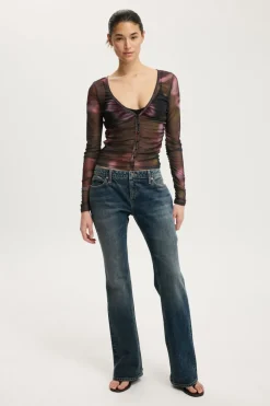 Alix Mesh Button Through Long Sleeve