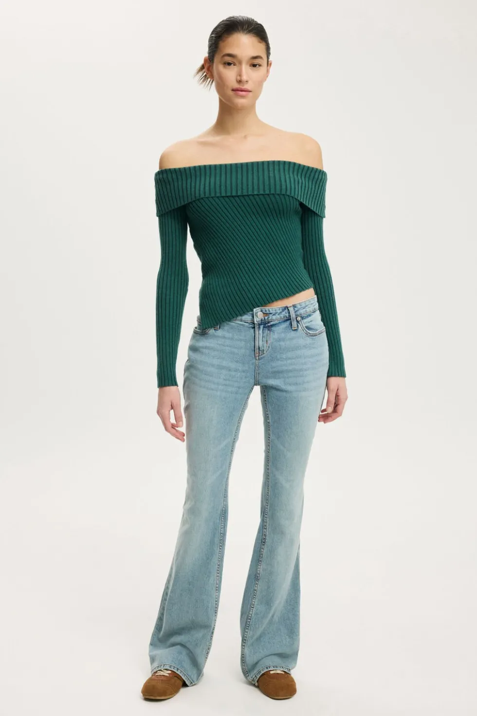 Asym Rib Off Shoulder Knit