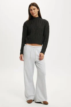 Boxy Mock Neck Knit Sweater
