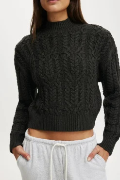 Boxy Mock Neck Knit Sweater
