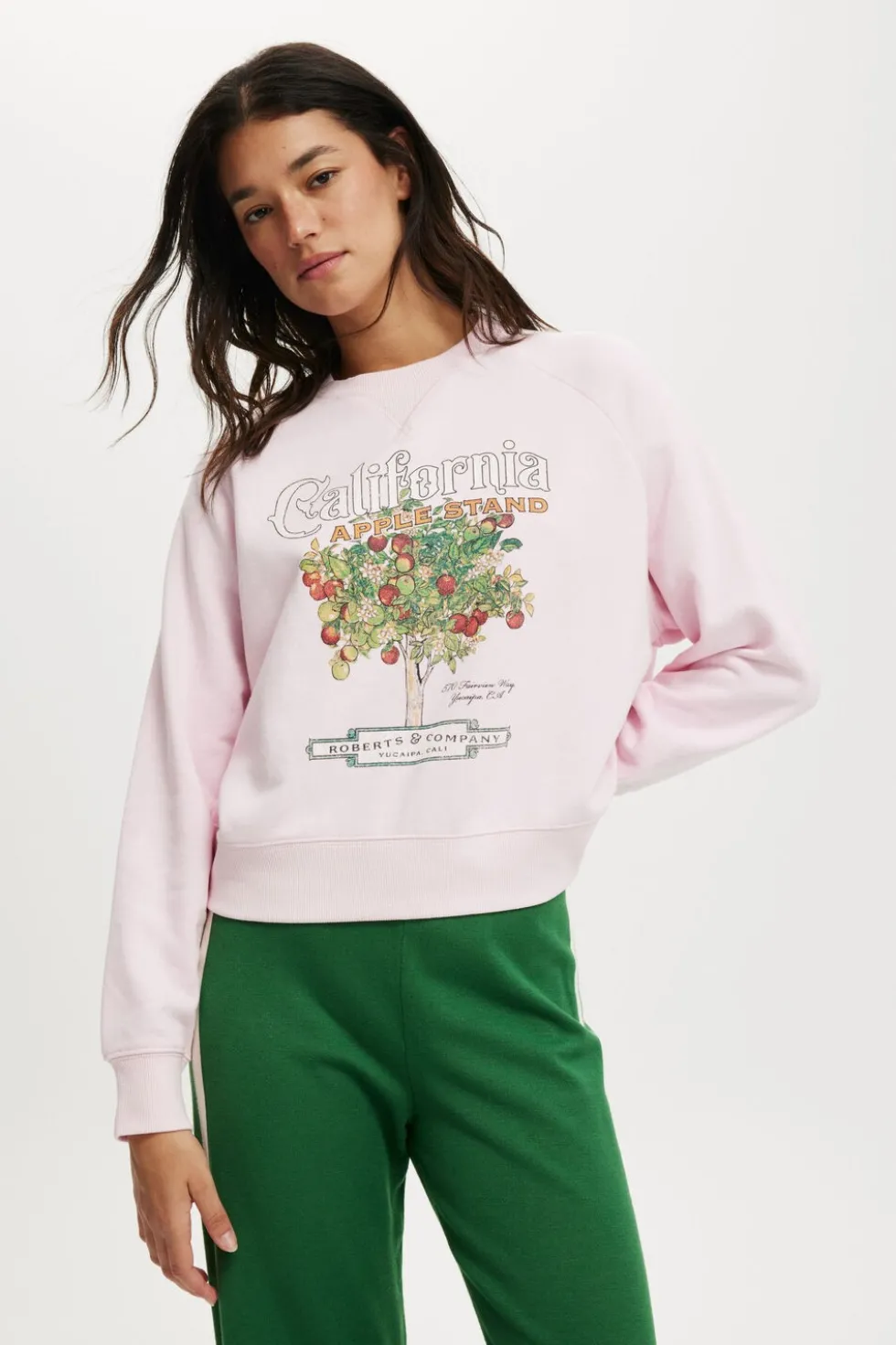 Classic Fleece Graphic Raglan Crew Sweatshirt