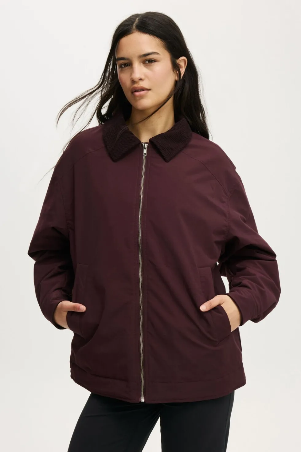Contrast Collar Oversized Jacket