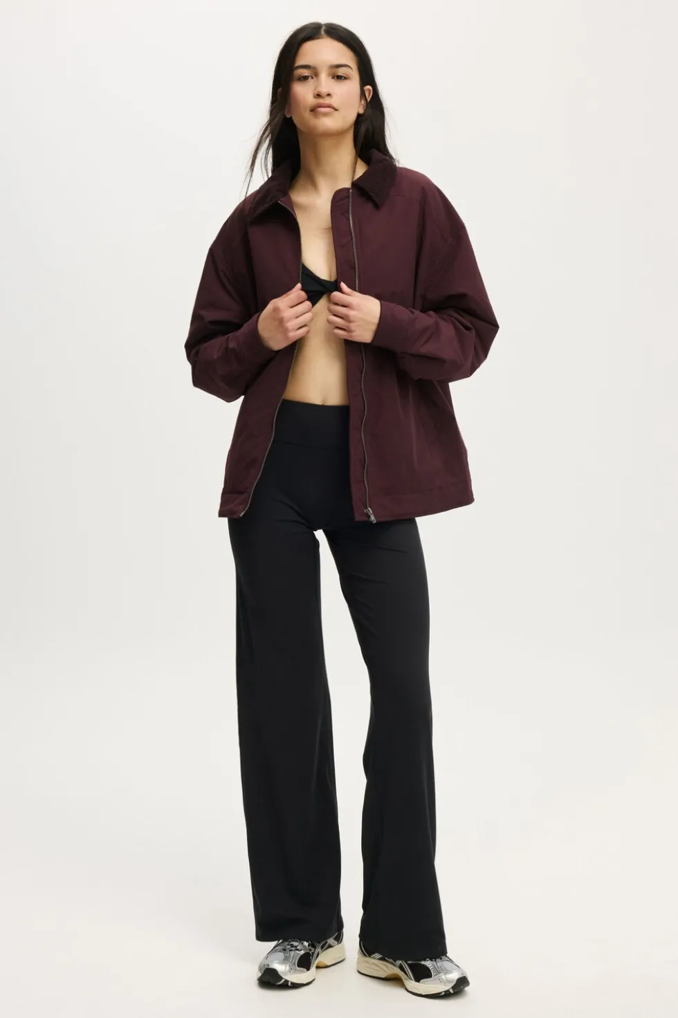 Contrast Collar Oversized Jacket