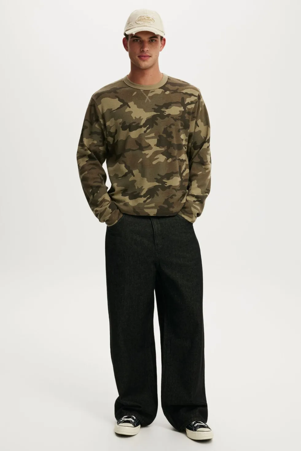 Cropped Fit Textured Long Sleeve