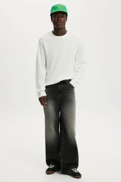 Cropped Fit Textured Long Sleeve