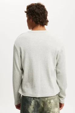 Cropped Fit Textured Long Sleeve