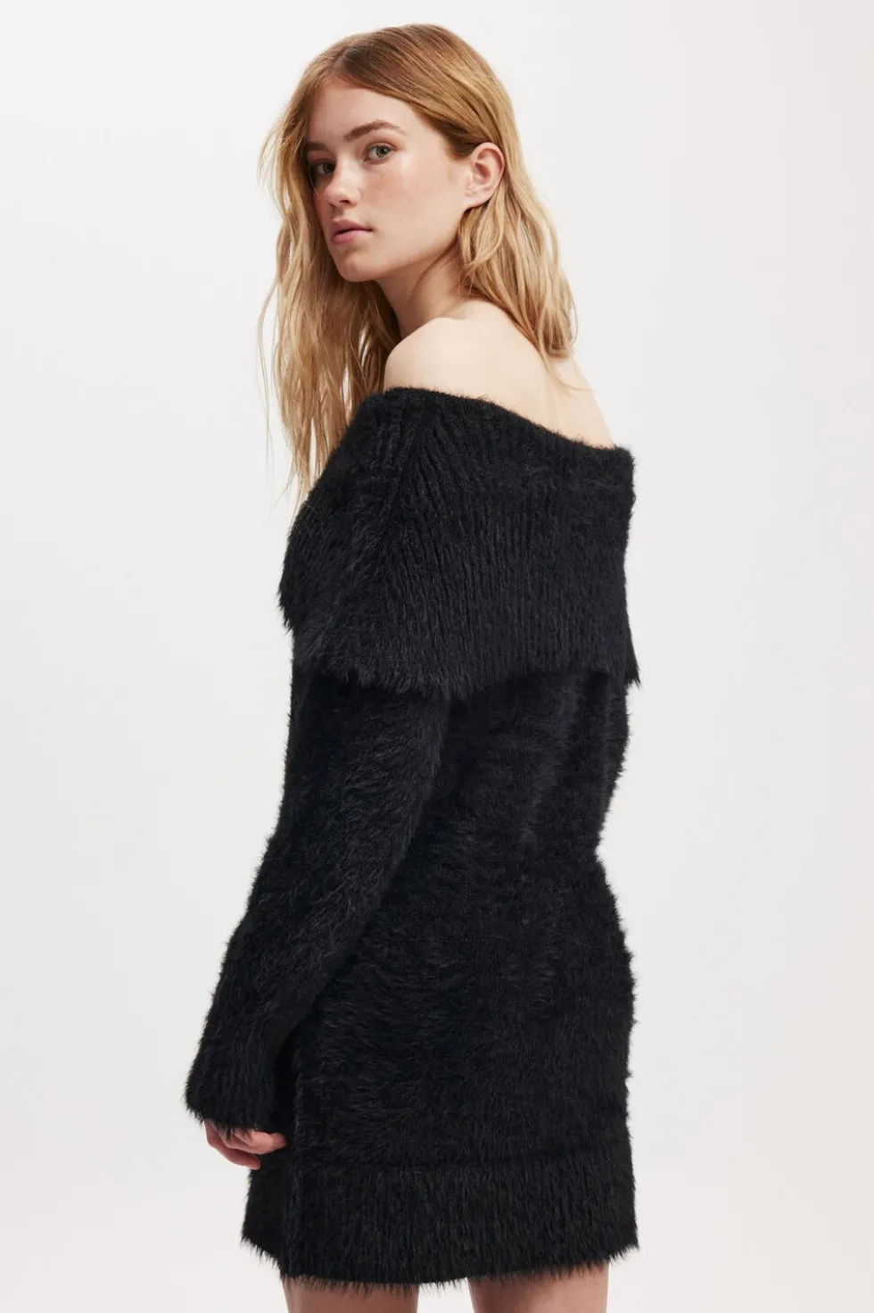 Faux Off Shoulder Sweater Dress