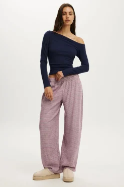 Flannel Barrel Leg Pant