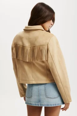 Fringe Faux Suede Jacket