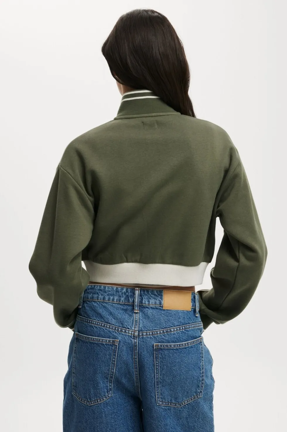 Graphic Cropped Zip Through