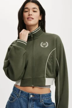 Graphic Cropped Zip Through