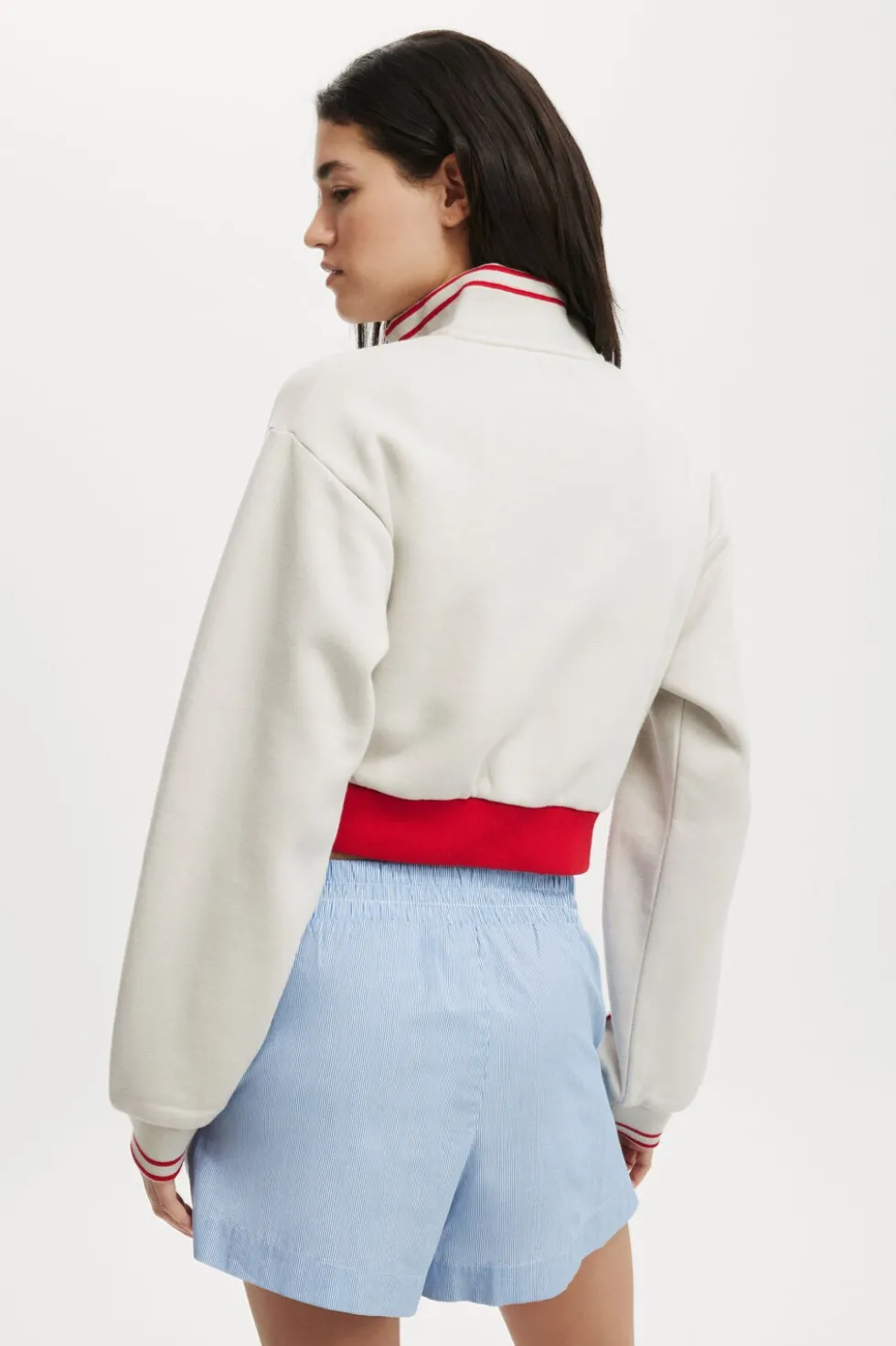 Graphic Cropped Zip Through