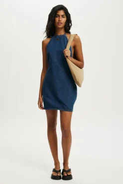 Halter Denim Mini Dress