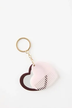 Heart Mirror And Comb Keychain