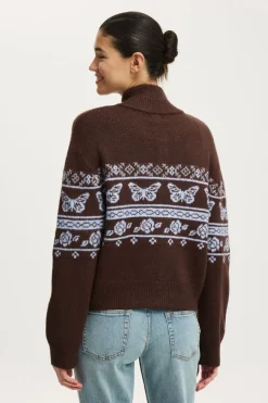Intarsia Knit Bomber