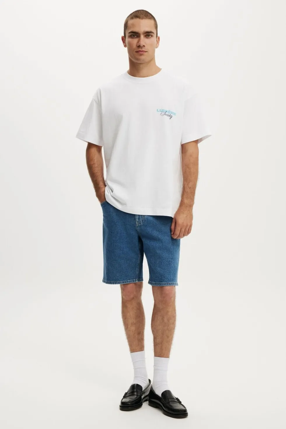 Loose Straight Denim Short