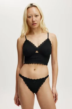 Organic Cotton Lace Thong Brief