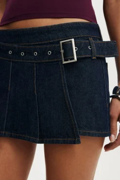 Pleated Micro Wrap Skirt