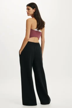 Plush Tie Waist Wide Leg Sweatpant