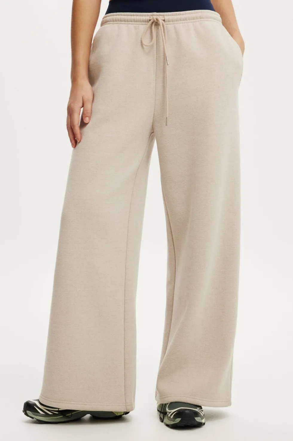 Plush Tie Waist Wide Leg Sweatpant