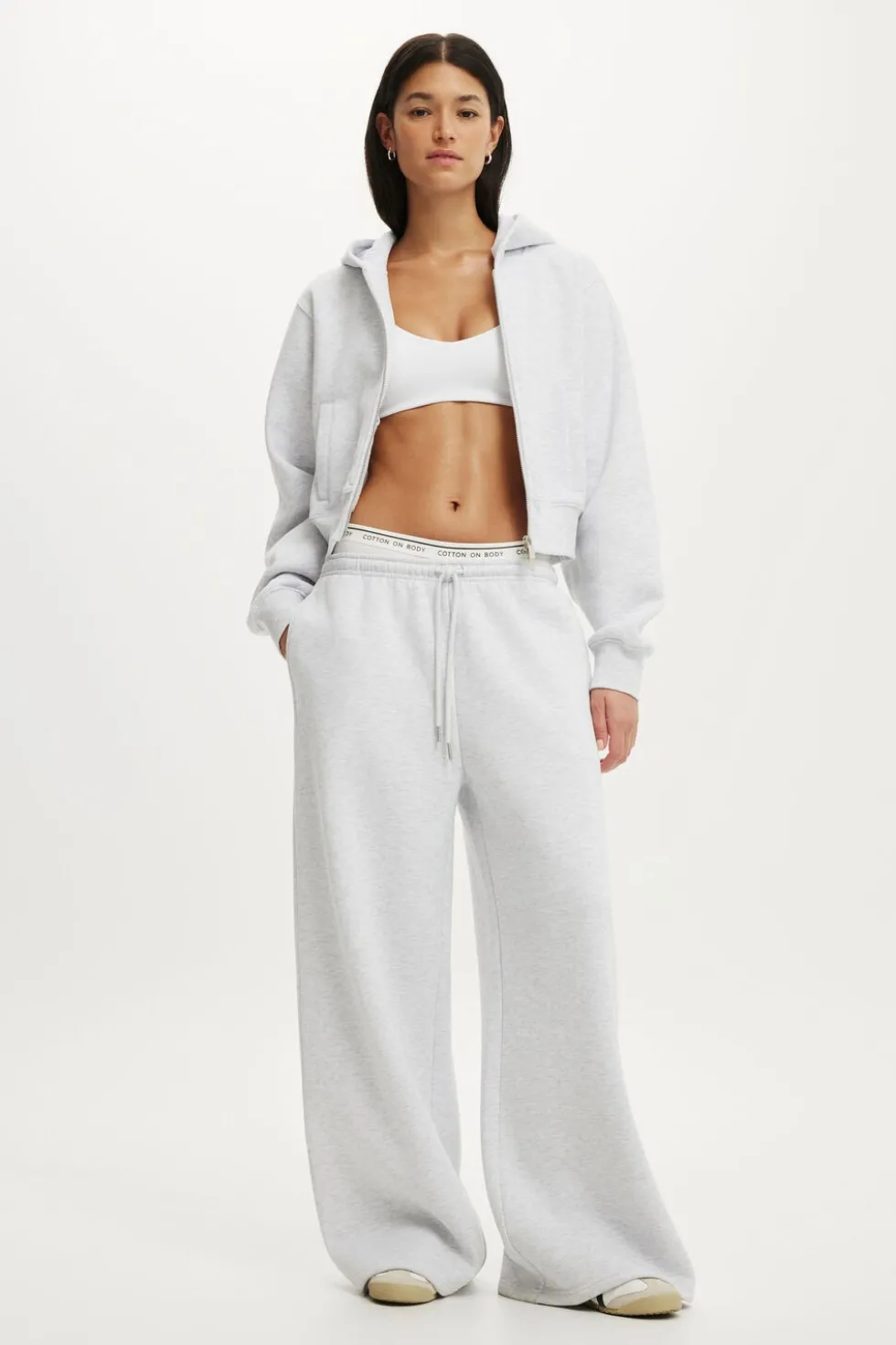Plush Tie Waist Wide Leg Sweatpant