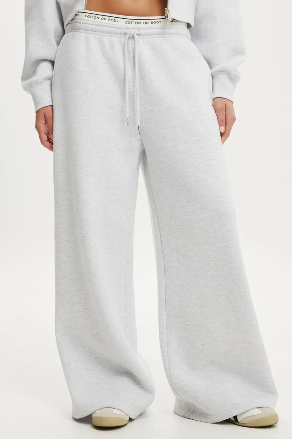 Plush Tie Waist Wide Leg Sweatpant