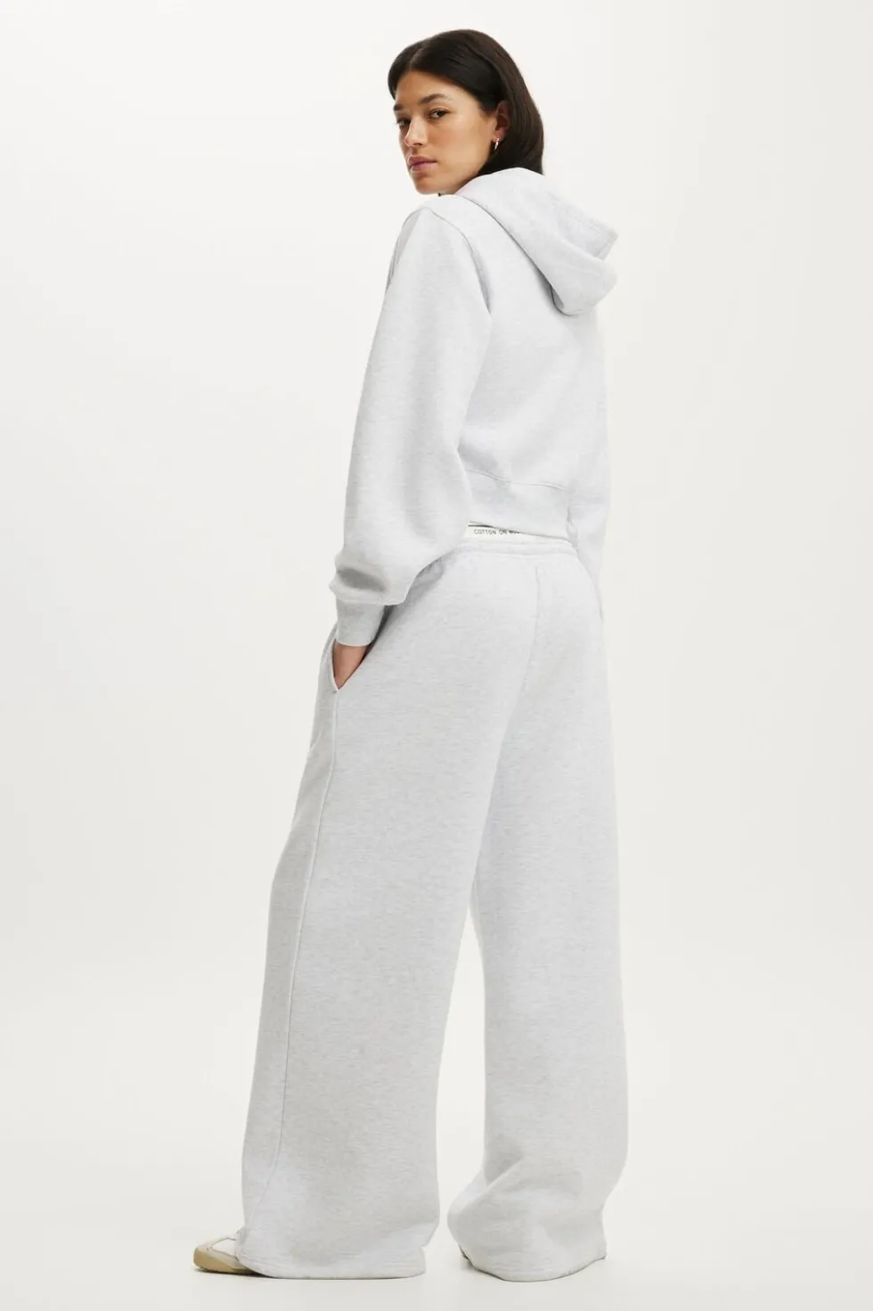 Plush Tie Waist Wide Leg Sweatpant