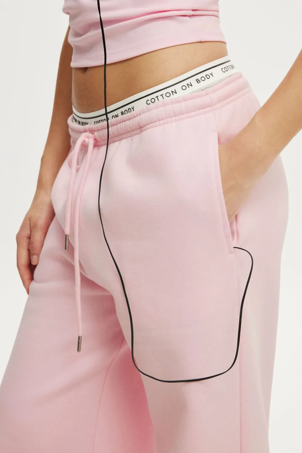 Plush Tie Waist Wide Leg Sweatpant