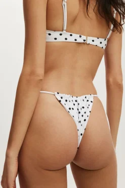 Side Tie Gathered Brazilian Bikini Bottom