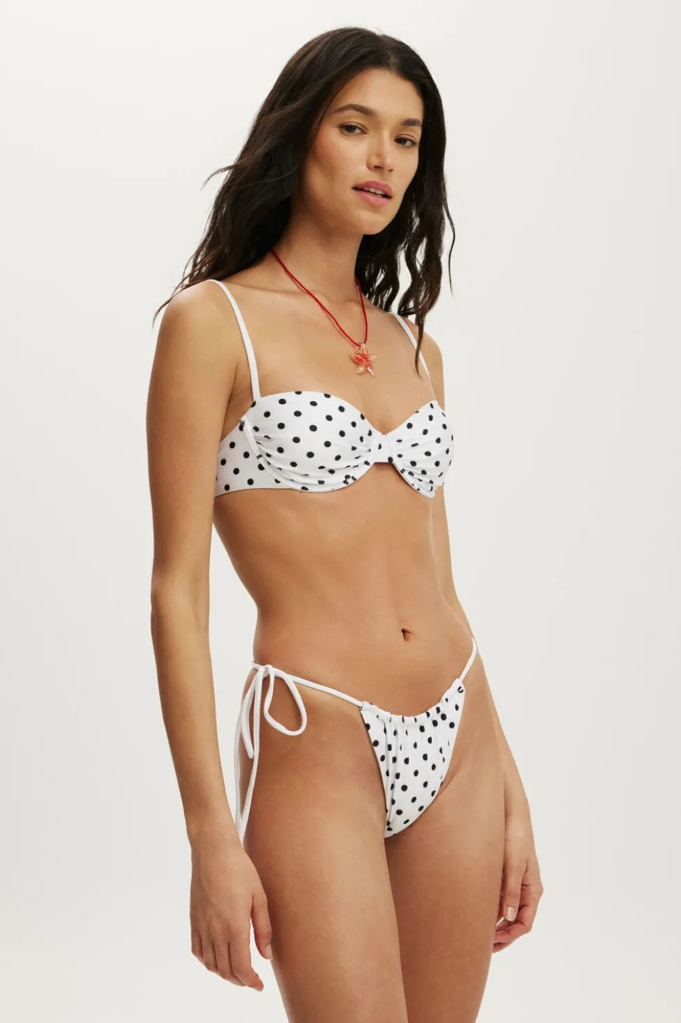 Side Tie Gathered Brazilian Bikini Bottom