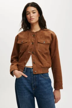 Sophia Faux Suede Utility Bomber