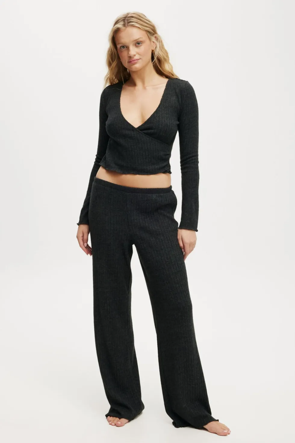 Super Soft Ribbed Wrap Top