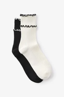 The Perfect Pair Double Frill Rib Crew Sock 2Pk