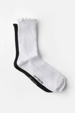 The Perfect Pair Frill Rib Crew Sock 2Pk