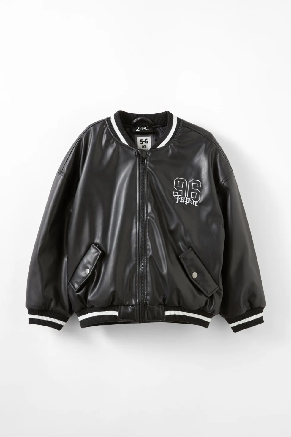 Tupac Faux Leather Bomber Jacket