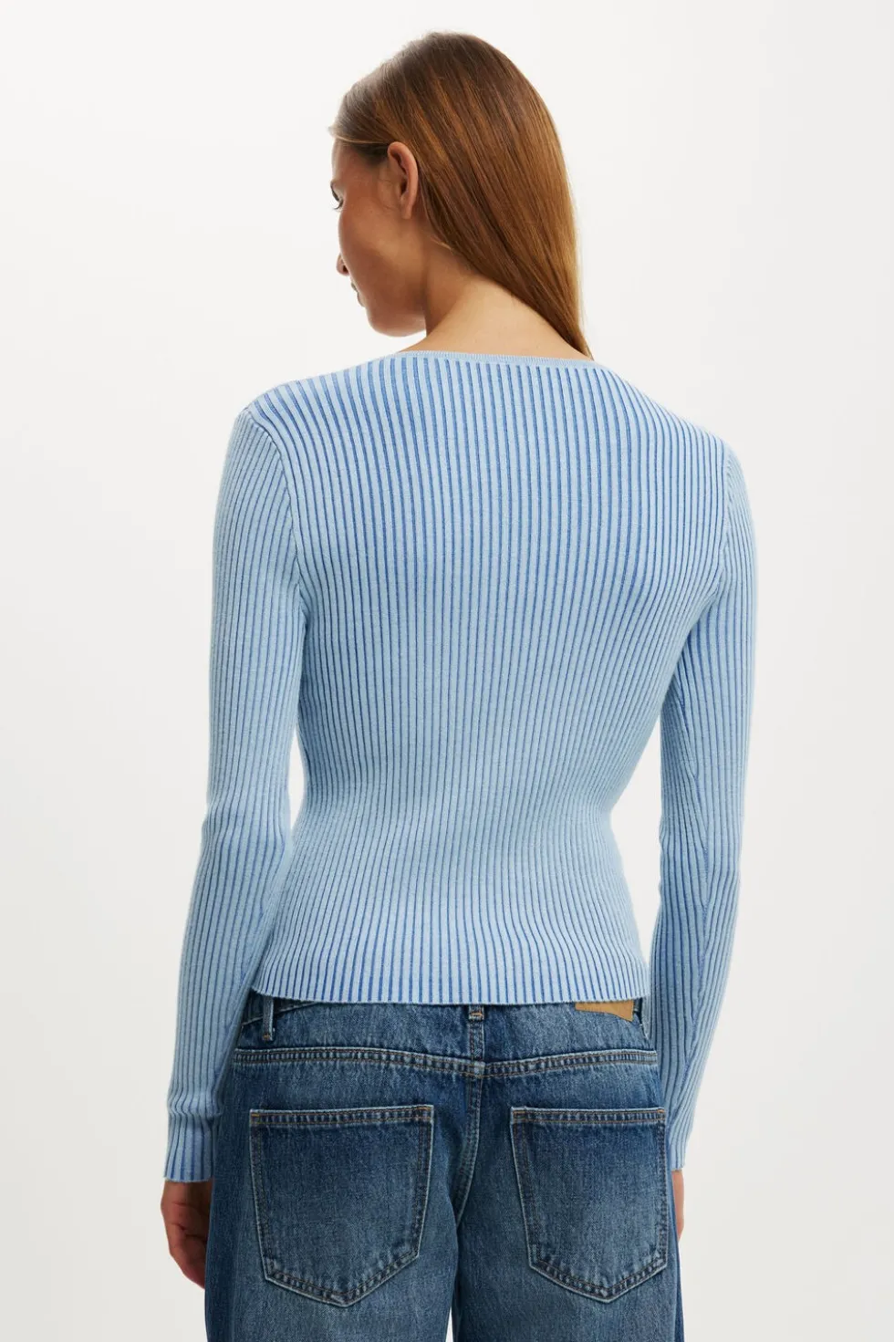 Two Tone Rib Keyhole Knit