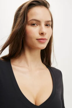 Ultra Soft Plunge Front Long Sleeve