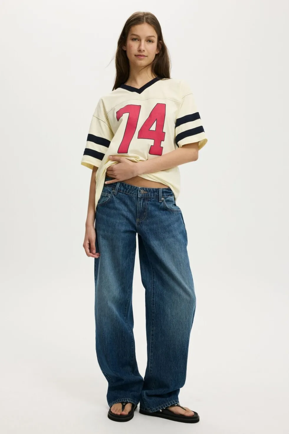 V Neck Oversized Graphic Tee