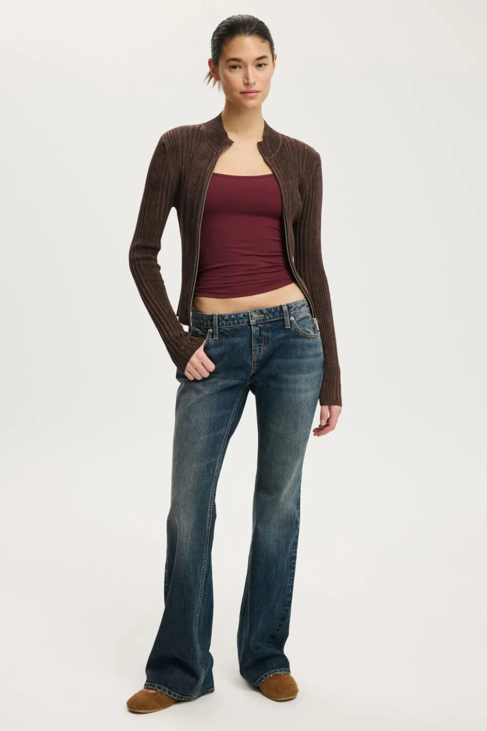 Variegated Rib Zip Through