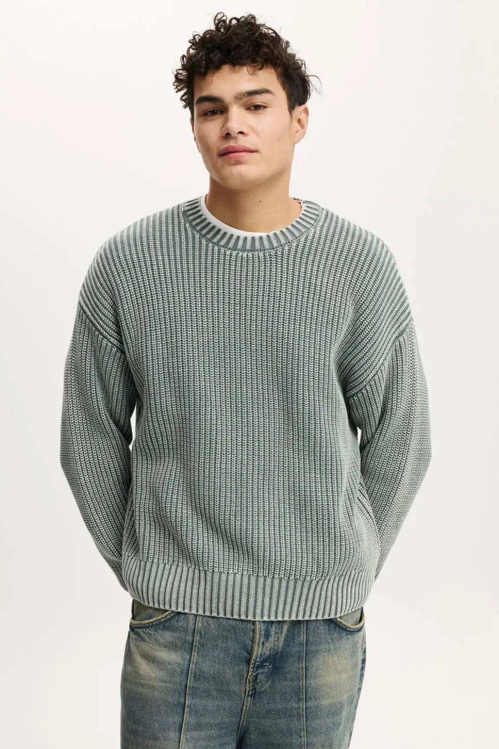 Washed Box Fit Crew Knit