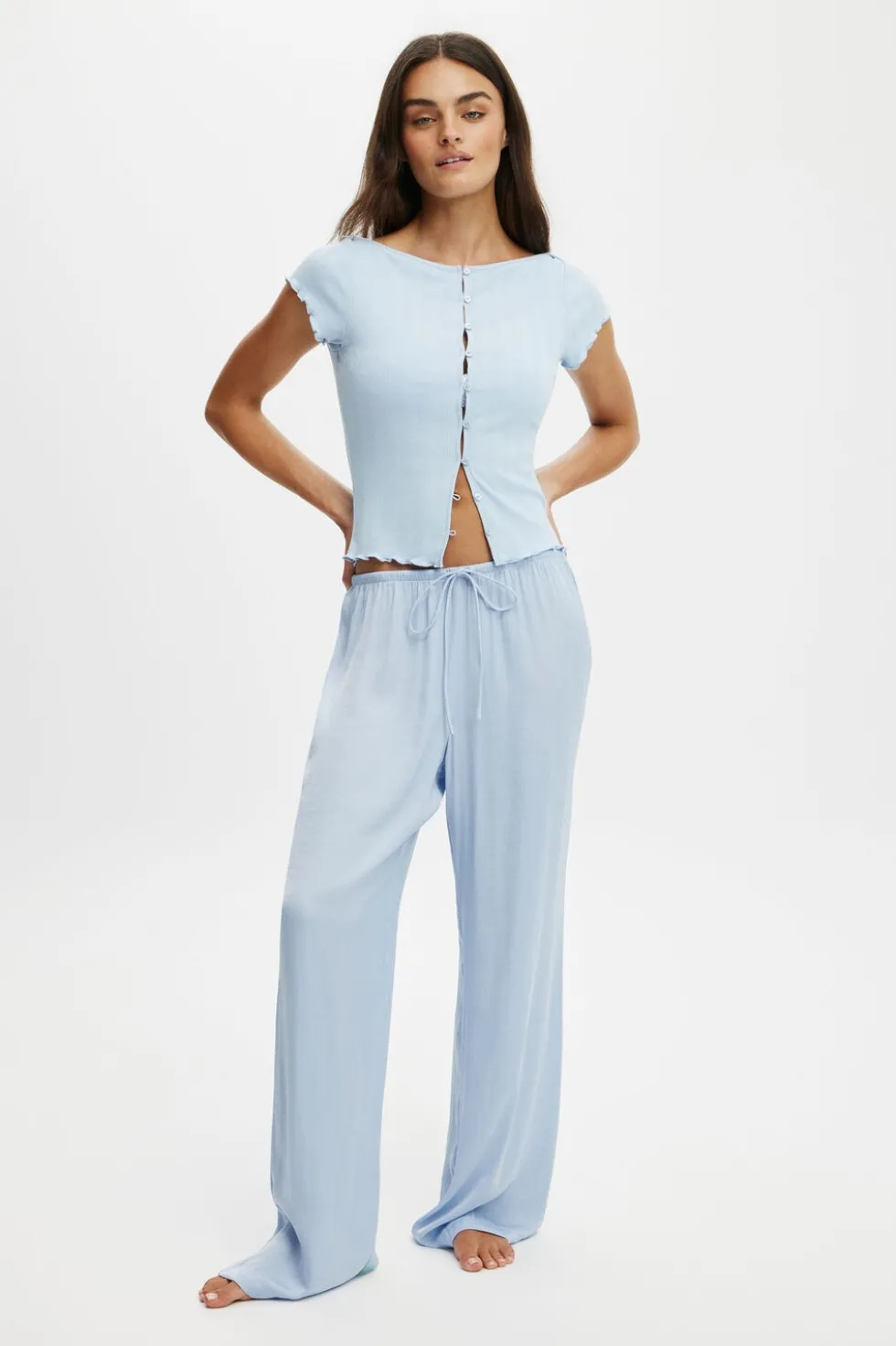 Washed Satin Wide Leg Pant